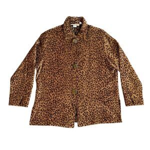 Painted Pony Leopard Jacket Womens XL Brown Tapestry Carpet Heavy Made in USA